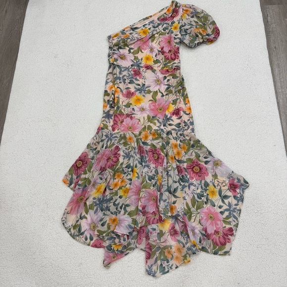ASTR The Label One Shoulder Santorini Floral Midi Dress Small - Picture 2 of 8